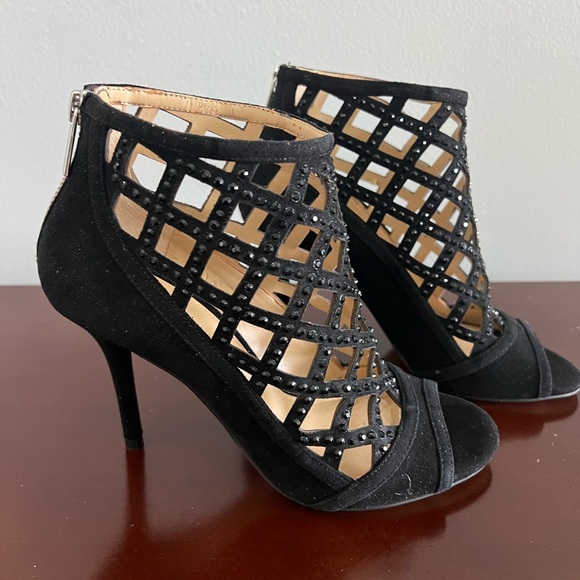 Michael Kors Yvonne Open Toe Bootie Black Suede Size 7M - Picture 8 of 16